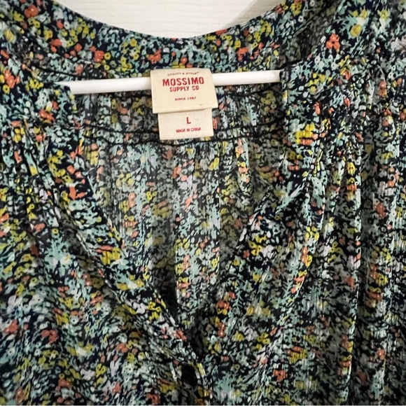 Patterned Button Up See Through Blouse - Picture 2 of 5